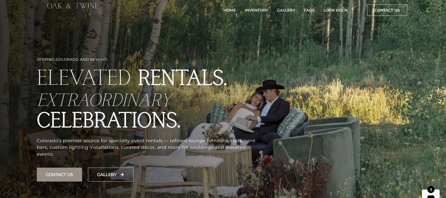 Oak and Twine Rentals website